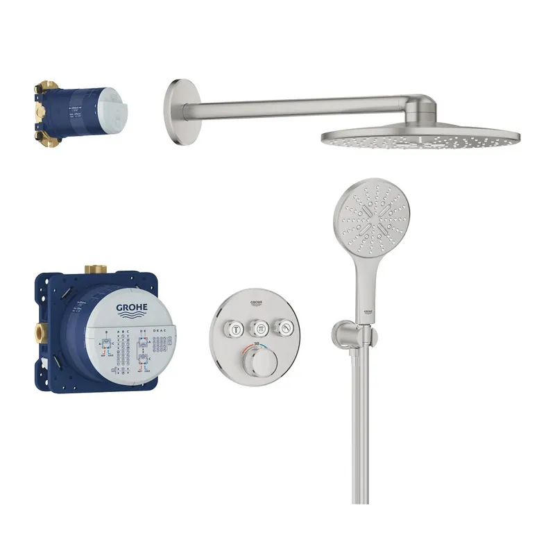 Grohe Grohtherm SmartControl falsík alatti termosztátos zuhanyrendszer Rainshower SmartActive 310 fejzuhannyal, supersteel 34863DC0Grohe Rendeld meg most