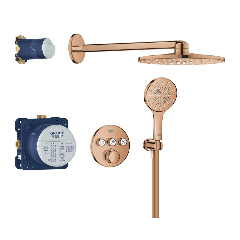 Legkelendőbb Grohe Grohtherm SmartControl falsík alatti termosztátos zuhanyrendszer Rainshower SmartActive 310 fejzuhannyal, Warm Sunset 34863DA0Grohe