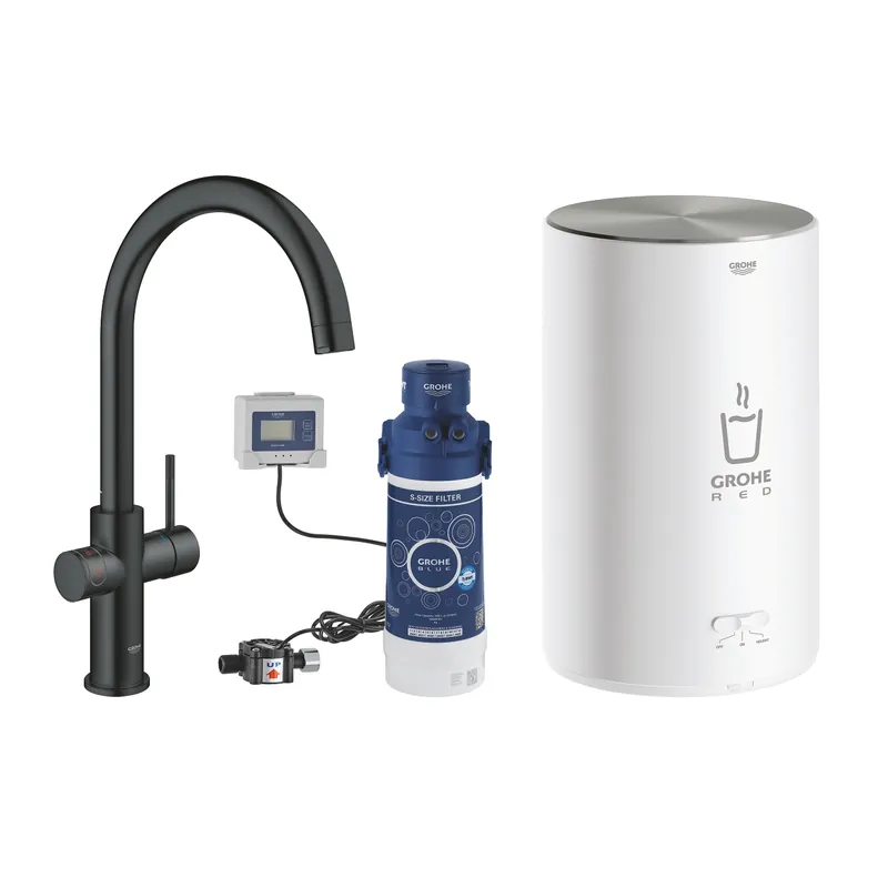 Grohe Red Duo konyhai csaptelep és M-es méretű bojler, bársony fekete 30083KS1Grohe Árcsökkenés
