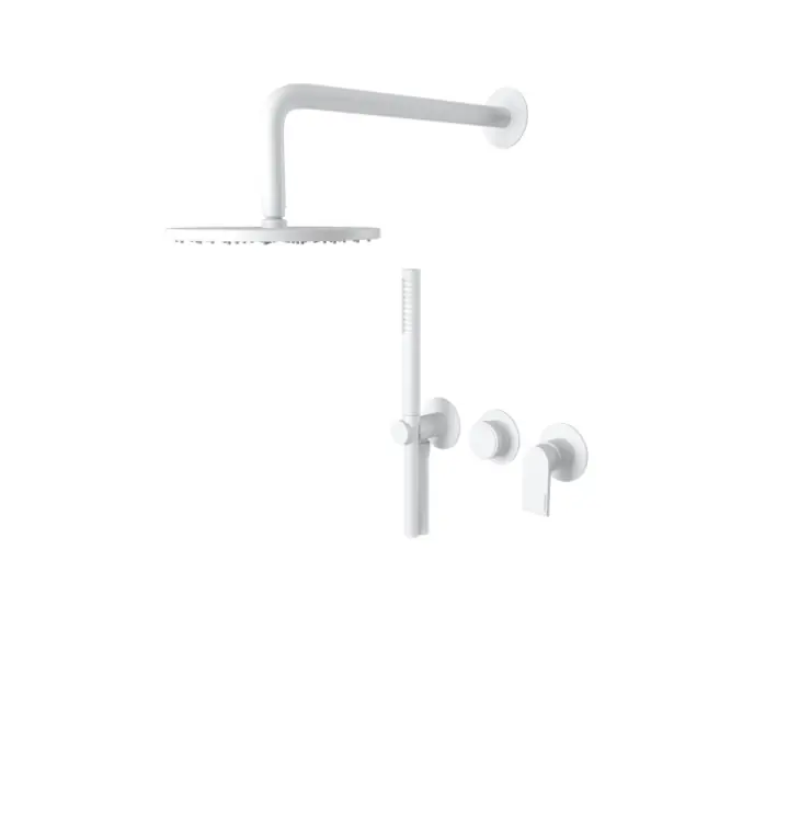 Outlet Bugnatese SIMPLE Fal alatti zuhanycsaptelep kézizuhannyal és esőztetőfejjel matt fehér színben 6601HBIBugnatese