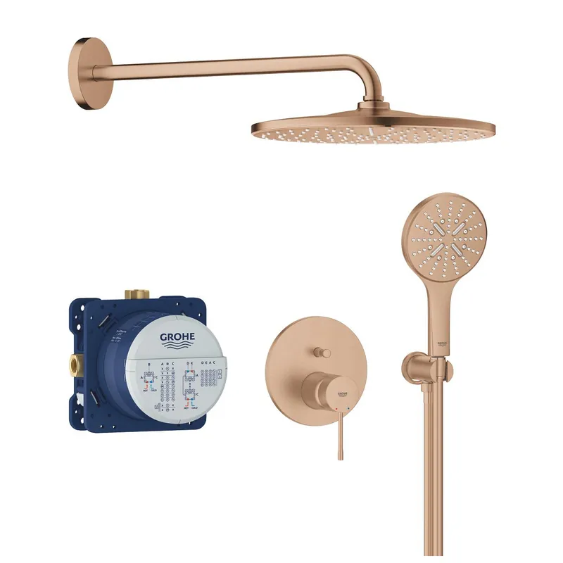 Olcsóbb Grohe Essence falsík alatti zuhanyrendszer Mono 310 fejzuhannyal, brushed warm sunset 25287DL0Grohe