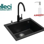 Elleci QUADRA2 gránit mosogató csapteleppel szett, nero QUADRA2SZETTElleci Gyors szállítás