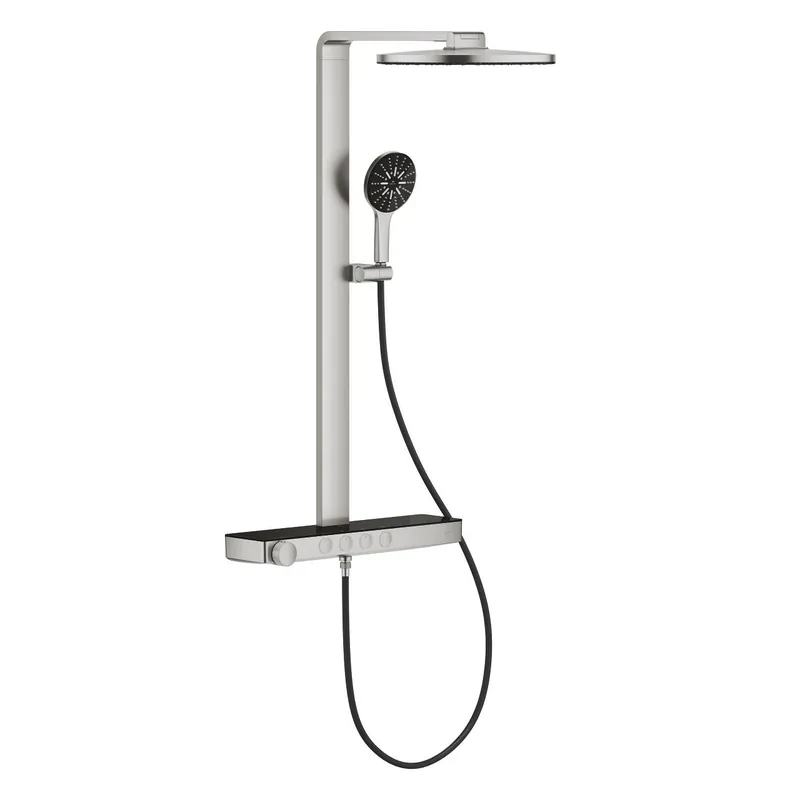Szuper ajánlat Grohe Rainshower Aqua Pure termosztátos zuhanyrendszer falra szerelésre, supersteel 101680DC00Grohe