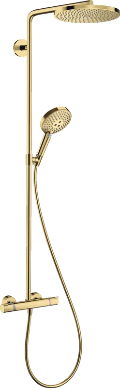 Csak ma Hansgrohe Raindance S Showerpipe EcoSmart 240 PowderRain termosztátos zuhanyrendszer, polírozott arany 28823990Hansgrohe