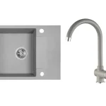 Laveo RIO MINI gránit mosogató csapteleppel, 56x44x17,5 cm szürke SBF_513RLLaveo Expressz kézbesítés