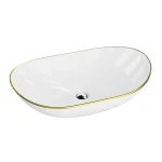 Lavita Nike pultra ültethető mosdó 60x36 cm, fehér arany csíkkal 5900378357940Lavita Korlátozott ajánlat