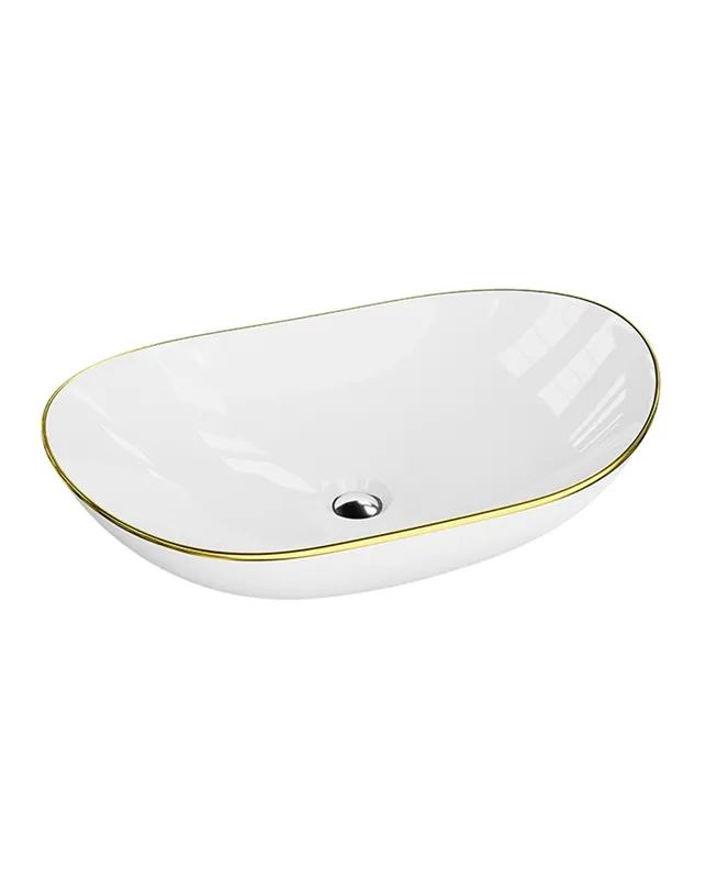 Lavita Nike pultra ültethető mosdó 60x36 cm, fehér arany csíkkal 5900378357940Lavita Korlátozott ajánlat