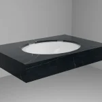 Bestseller DesignFlow - Mediterrán Kerámia - Egyedi, kézzel készített mosdópult - 800x550x120 - Ovális mosdó - Precious Black