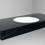 DesignFlow - Mediterrán Kerámia - Egyedi, kézzel készített mosdópult - 1200x550x120 - Kerek mosdó - Precious Black Végkiárusítás