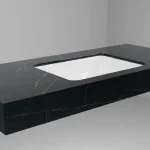 DesignFlow - Mediterrán Kerámia - Egyedi, kézzel készített mosdópult - 1200x550x120 - Négyszögletes mosdó - Precious Black Expressz kézbesítés